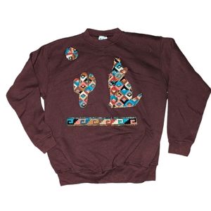 Vintage Southwestern Wolf Cactus Glitter Pullover Crew Neck Sweater Sweatshirt